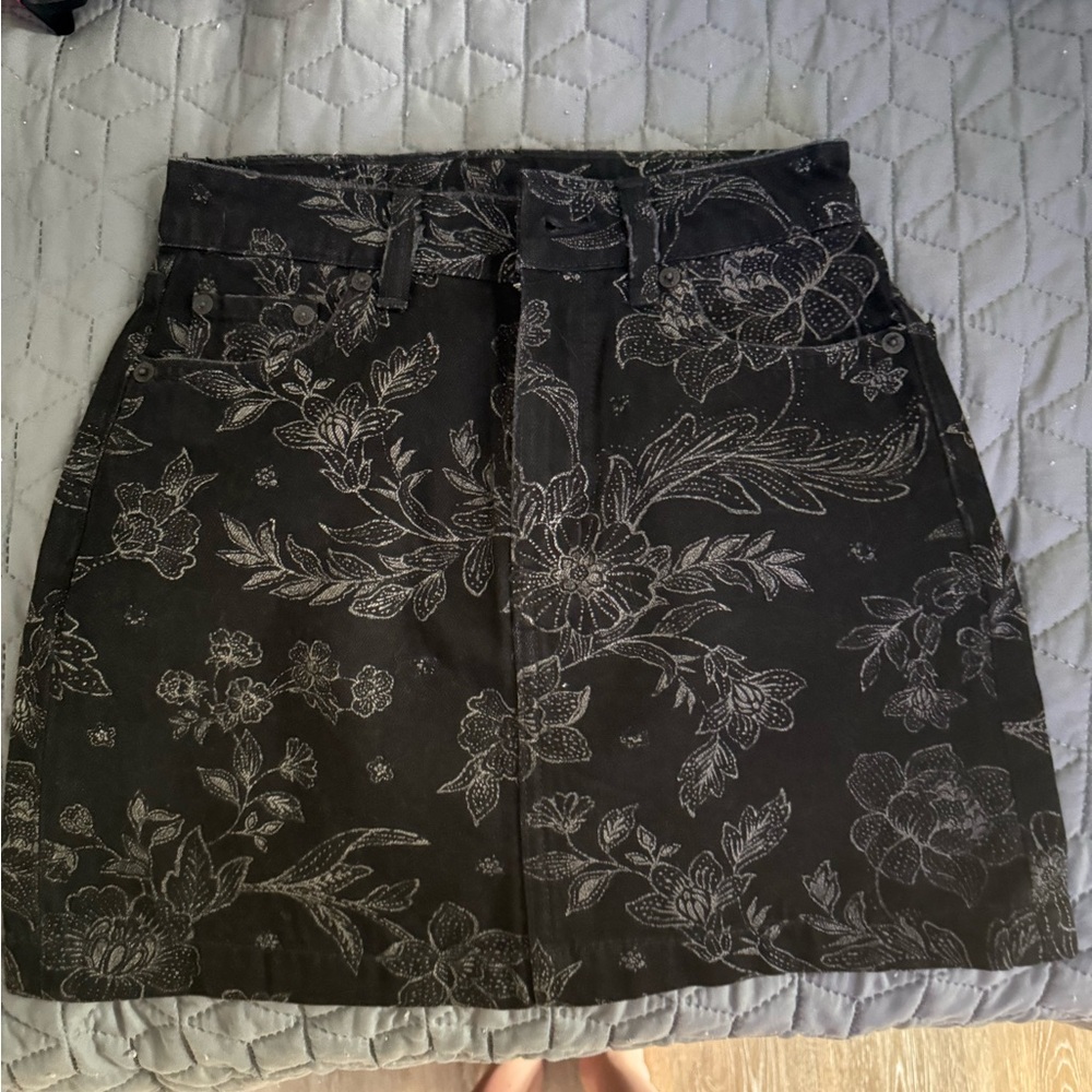 Floral Black Skirt